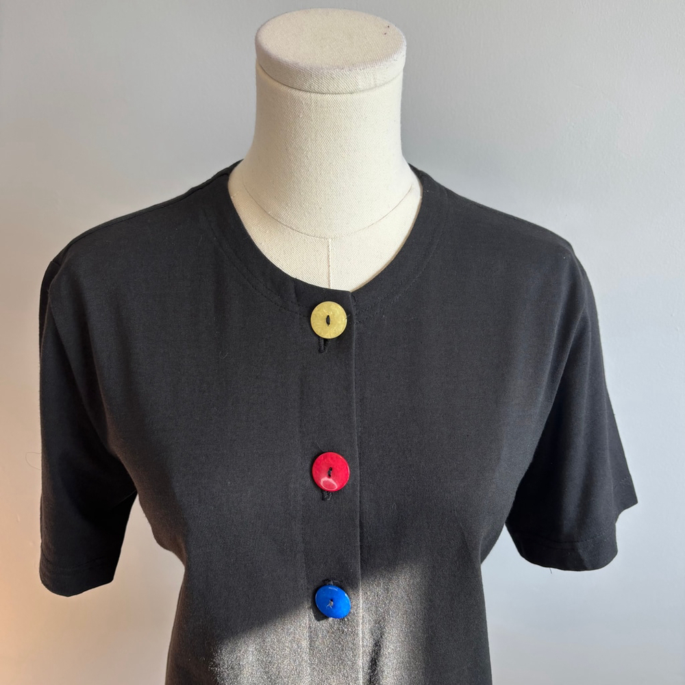 Bill & June Vintage Tea Cup Black Top, SZ M - Picture 2 of 9